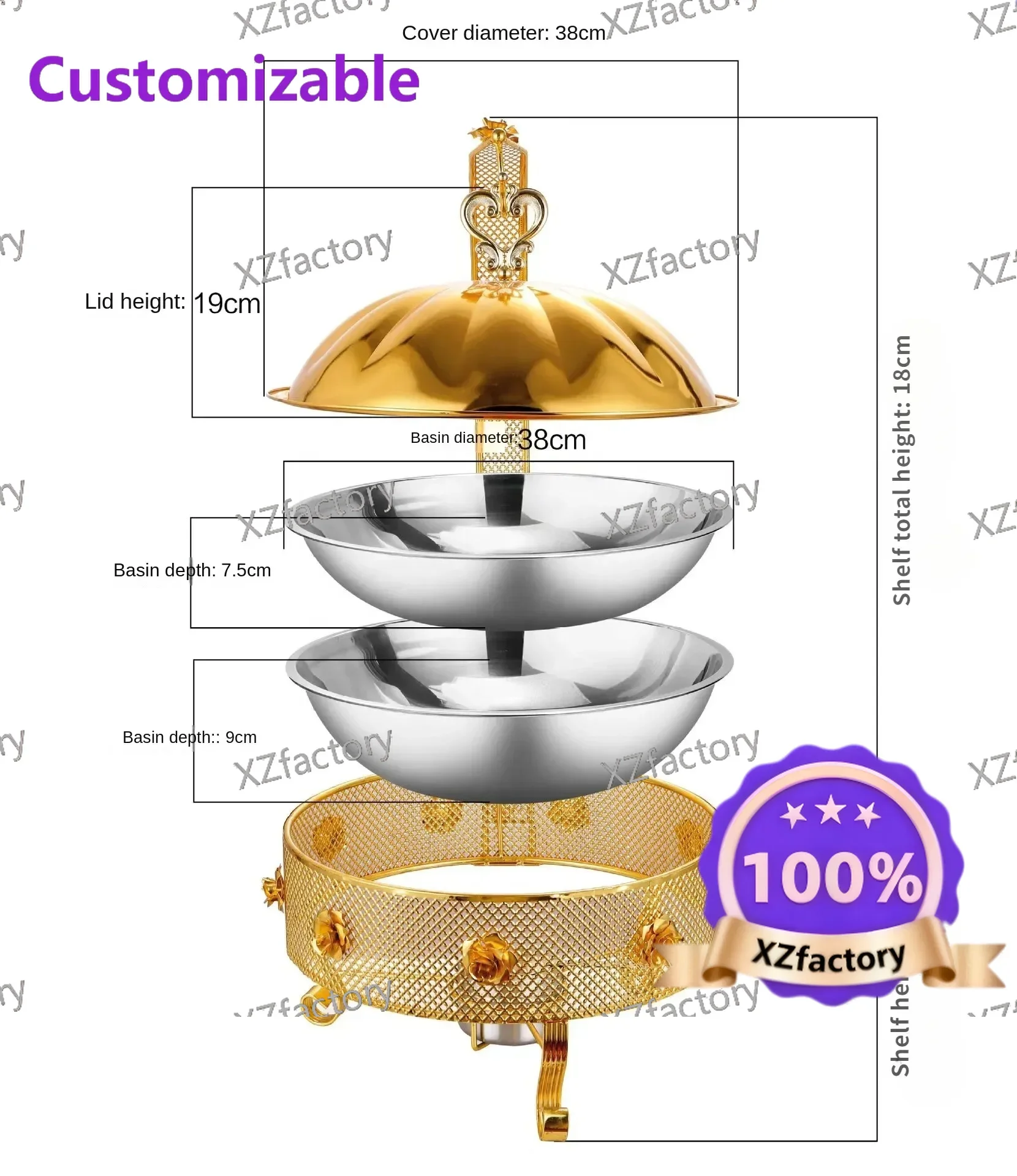Factory Direct 2026 Top RatedStainless Steel Luxury Hanging Food Heater  Alcohol Buffet Stove Chafing Dish Food Warmer Set For P