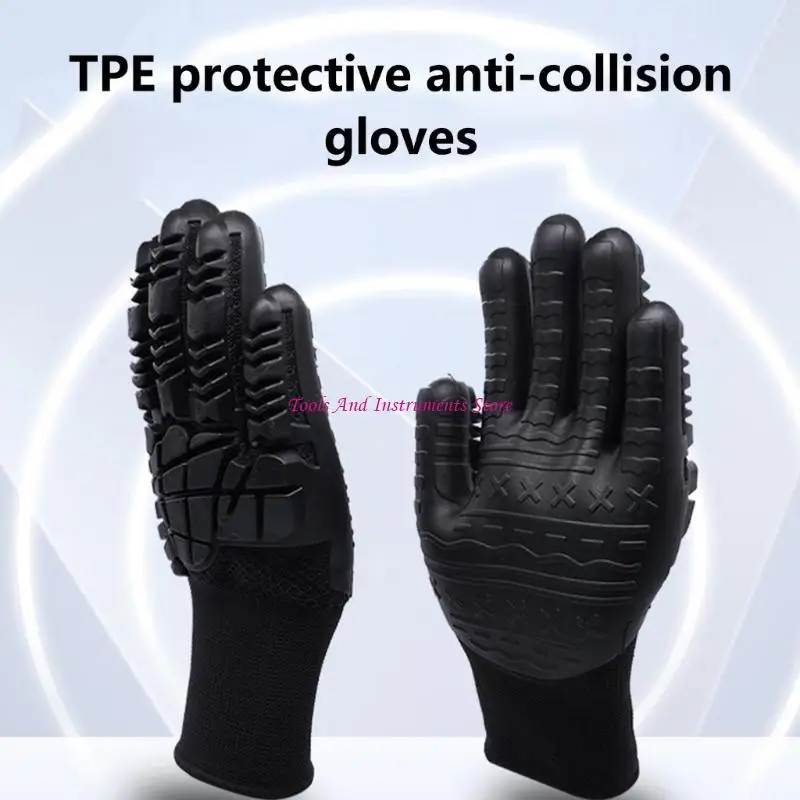 

1 Pair Breathable Comfortable TPE Work Gloves Anti Vibration Heavy Duty Work C7AC