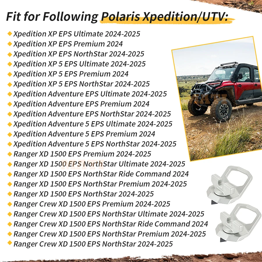 2 Pcs Lock & Ride MAX D-Rings For Polaris Xpedition XP ADV 5 Ranger XD 1500 Crew Ultimate NorthStar 2024-2025 2890894 2889620
