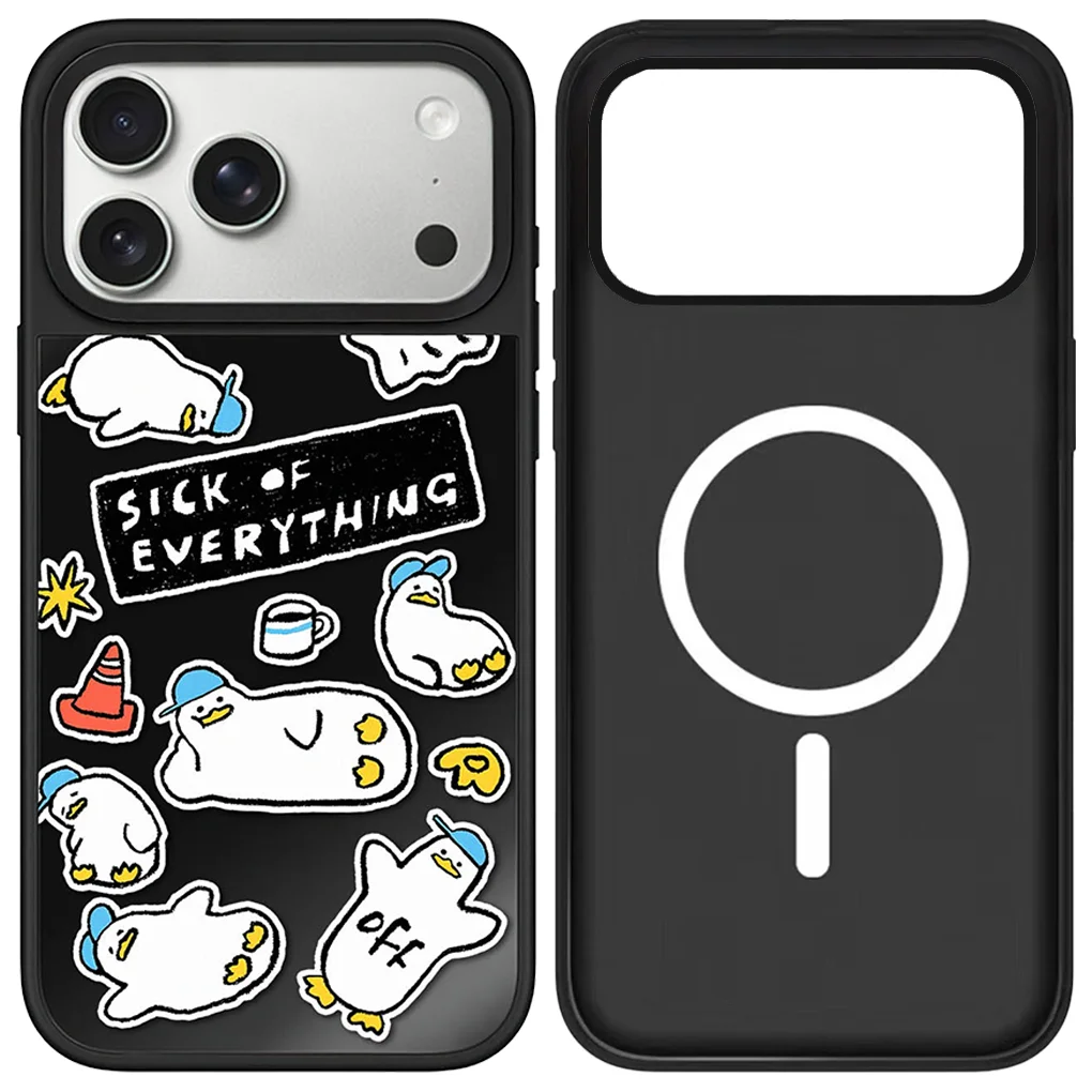 

Cartoon Rest Duck Mirror Surface Magnetic Phone Case Cover for IPhone 12 13 14 15 16 17 Pro Max Case for IPhone 17 Air
