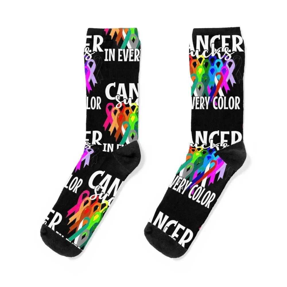 

Cancer Sucks In Every Color Fighter Fight The Cancer Socks golf summer Antiskid soccer Men's Socks Women's