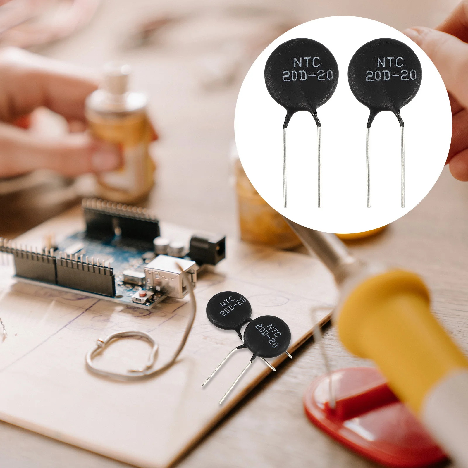 

2pcs Thermistor Capacitor Kit Assortment High Stability Large Capacity Non Polar Radial Leads Through Hole Mounting Radio