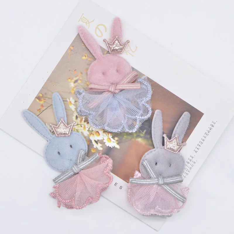 10Pcs Cute Rabbit Mesh Skirt for DIY Clothes Hat Socks Gloves Shoes Decor Patches Fabric Sewing Headdress Accessory Applique