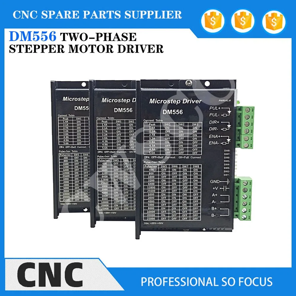 3PCS Stepper Motor Controller DM556 Cnc Controlle Nema17 Nema23 Motor Driver 128 Subdivision Dc 18-48V 5.6A For 42 57 86 Motor