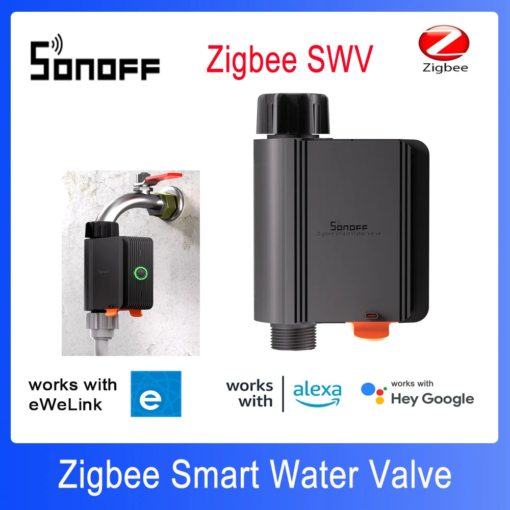 SONOFF SWV Water Valve Zigbee Faucet Smart Irrigation Controller Systerm Timer App Voice Control Via Alexa Google ZHA Ewelink