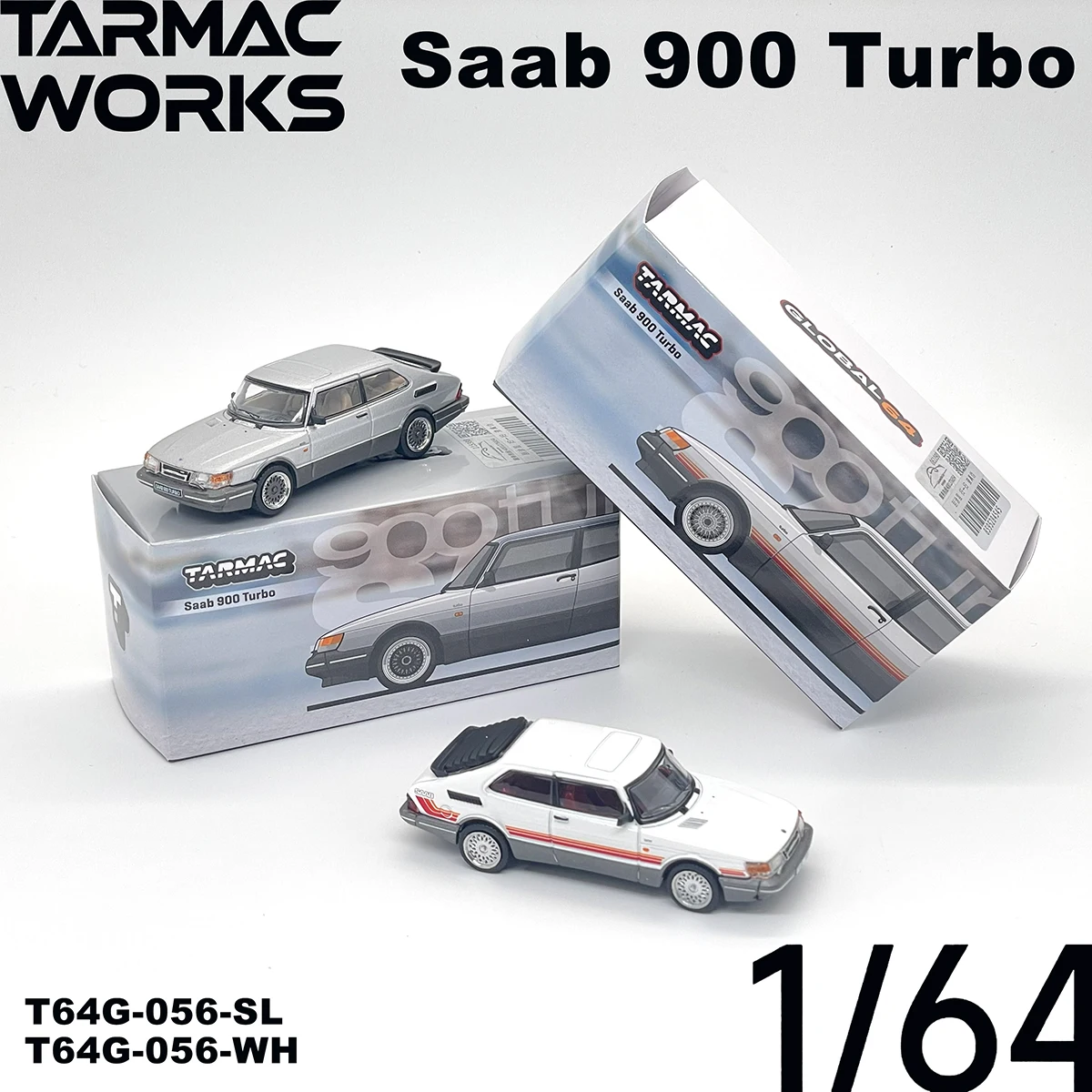 Tarmac Works(TW) 1:64 Saab 900 Turbo Silver & White Two Versions Optional Global64 Diecast Model Vehicles In Stock Ready To Ship