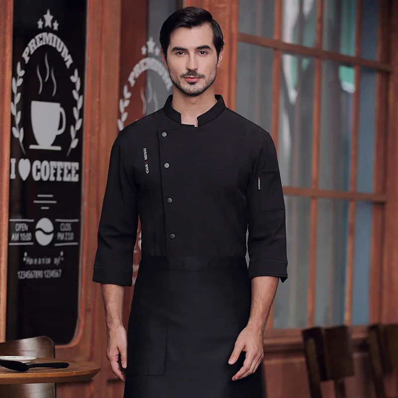 Ropa de trabajo para Chef, manga larga, Otoño Invierno, restaurante, cocina, cocina occidental, Catering, cantimplora, hornear pasteles, pan, ropa