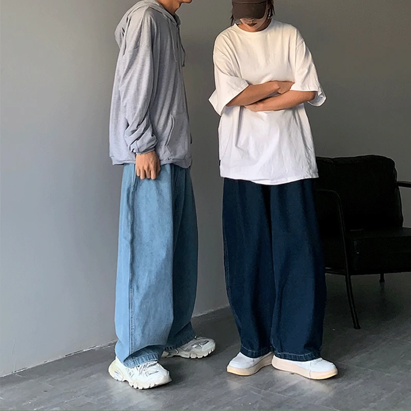 Women Men Wide Leg Cargo Pants Streetwear Baggy Jeans Spring Autumn Men Korean Denim Pants Fashion Loose Straight Jeans