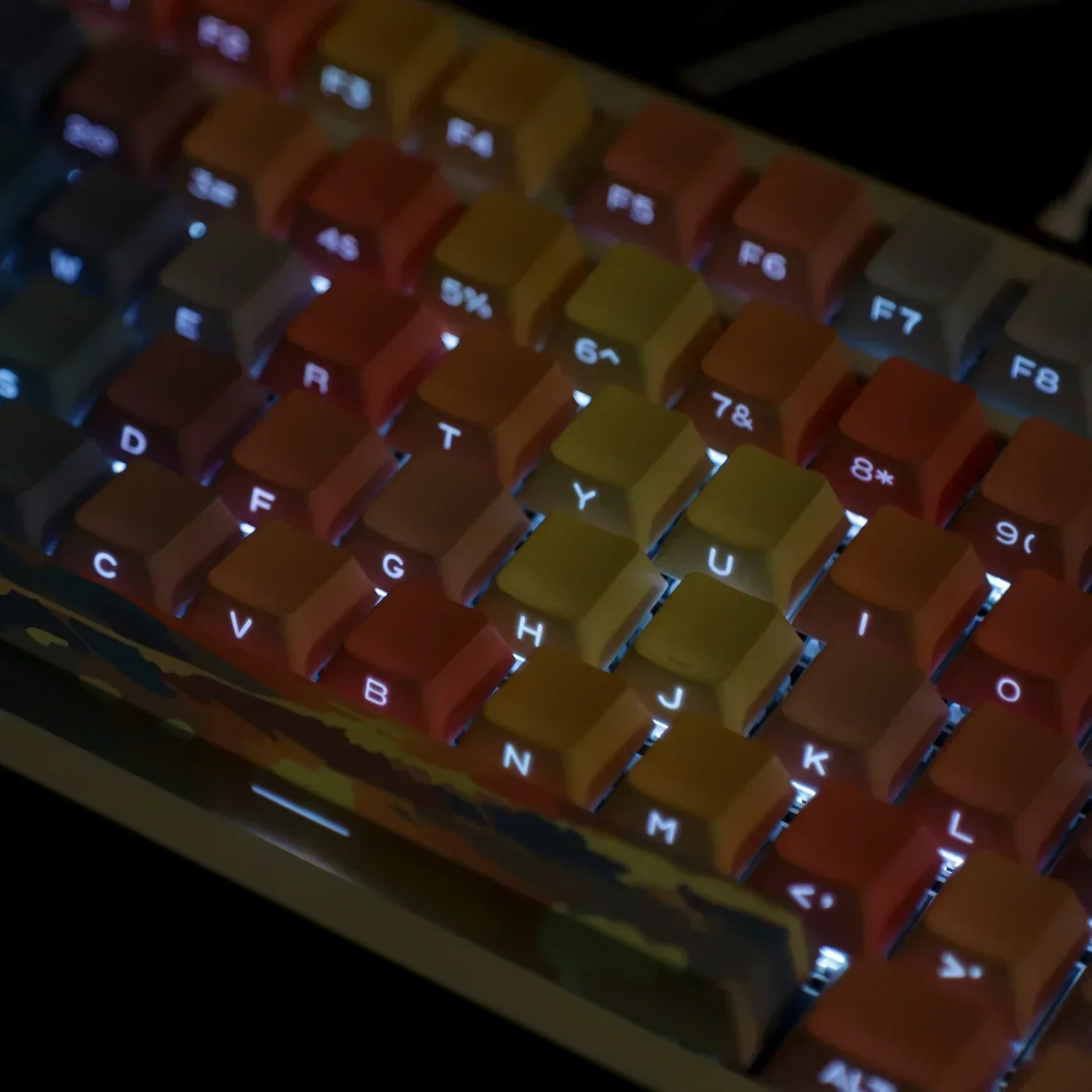 Sunset afterglow side engraved transparent keycap camouflage original factory height gradual change HI8 F99 F87 G75 image 3
