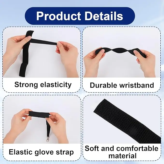 النايلون قفازات التزلج المقاود مع زر معدني حزام المعصم الأشرطة قفاز الناقل الرافعة كليب والعتاد الشتاء الثلوج الرياضة التزلج أصفاد #6