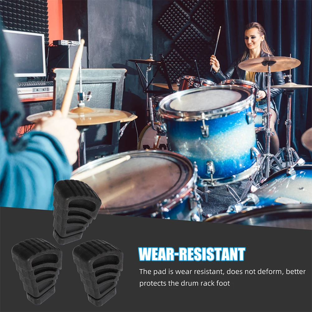 

6 Pcs Drum Stand Pads Replacement Rack Rubber Feet Frame Practice Black Kit Mat
