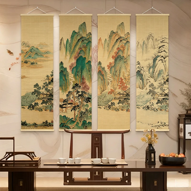 Paintings Wabi Sabi Bamboo Scroll Wall Art Japandi Zen Minimalism for Tatami Room Tea House Yoga Meditation Nook Home Decor