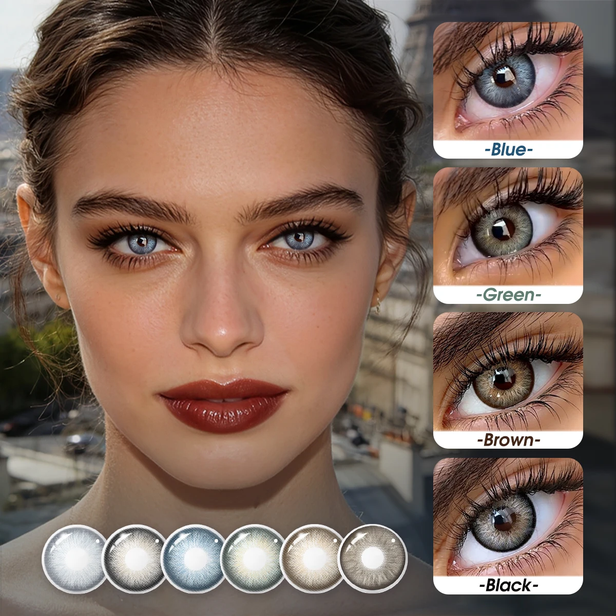 VISUASHOW Cleopatra Blaue farbige Kontaktlinsen, halbjährlicher Gebrauch, weiche Kontaktlinsen mit kleiner Pupille, tägliches Augen-Make-up-Zubehör, LM41