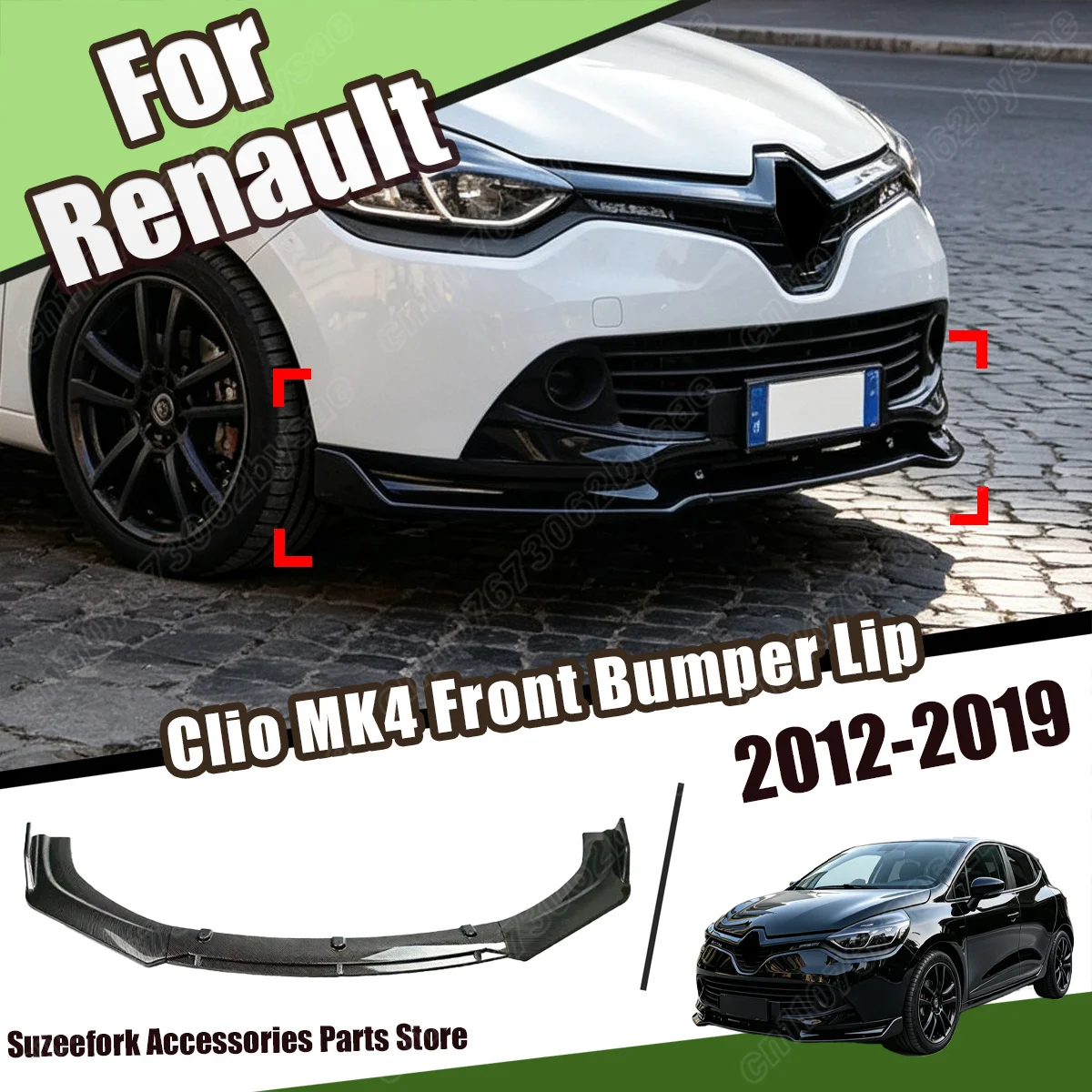 For Renault Clio MK4 2012 2013 2014 2015 2016 2017 2018 2019 Front Bumper Lip Lower Chin Spoiler Front Apron Automobile Parts