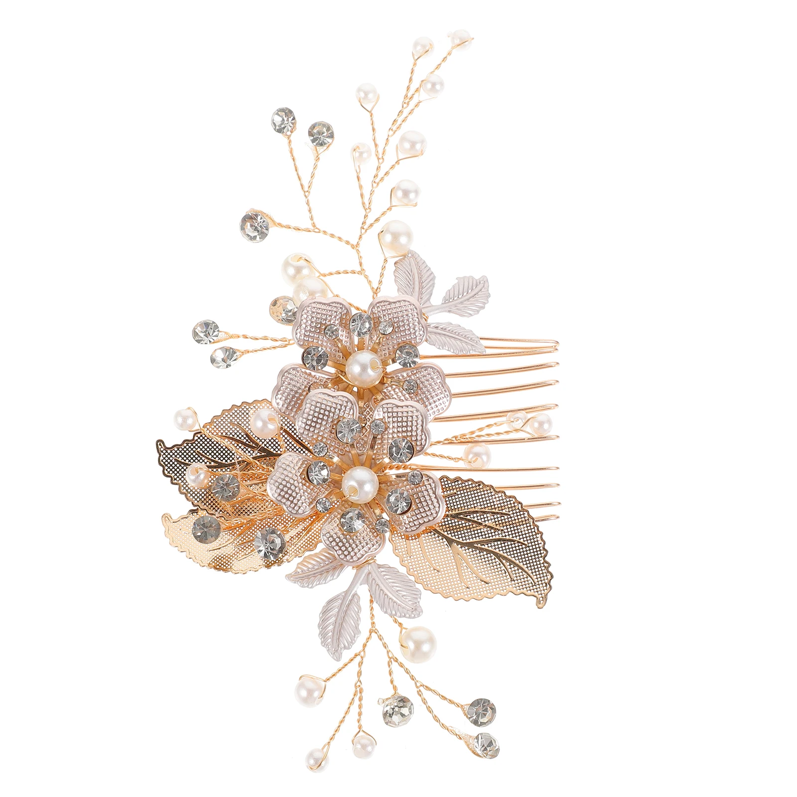 

Hollow Out Metal Leaf Hair Comb Pearl Rhinestone Wedding Hairstyles Prom Bridal Accessory Fine Hair Women Side Combs Accessories
