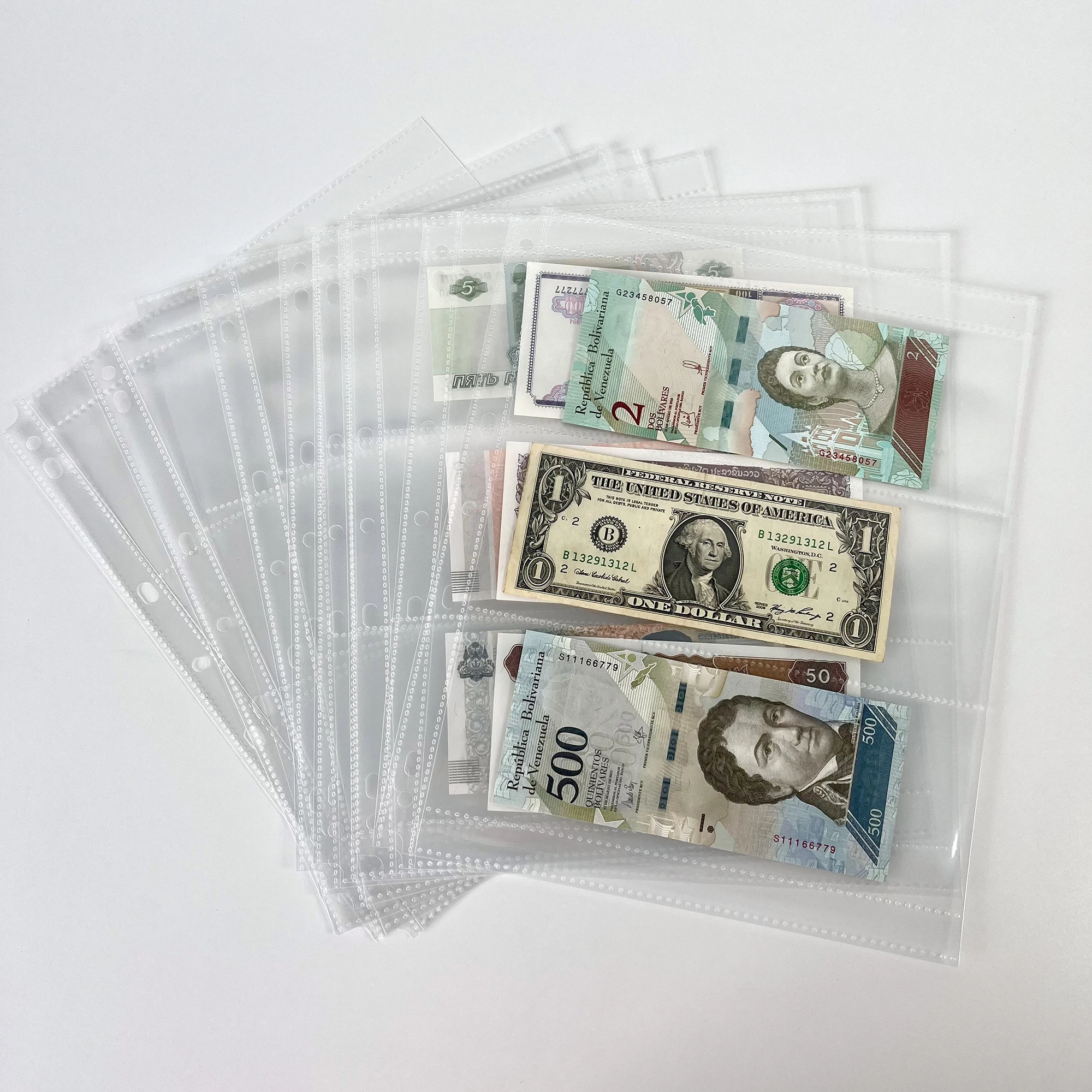 Paper Money Storage Banknote Collecting Album Page A4 Bank Note Collection Sheet Holder Sleeves Dollar Bill Organizer Protection