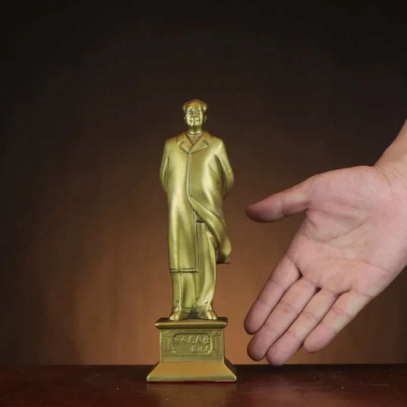 Grandpa Mao Bronze Home Office Decoration, With Waving Hand, Chairman In Trench Coat, Standing Statue Of Chairma