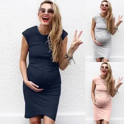 Pregnancy Autumn Dresses Pregnant Women Sleeveless Bodycon Casual  Mother Home  Maternity  Mummy Clothes