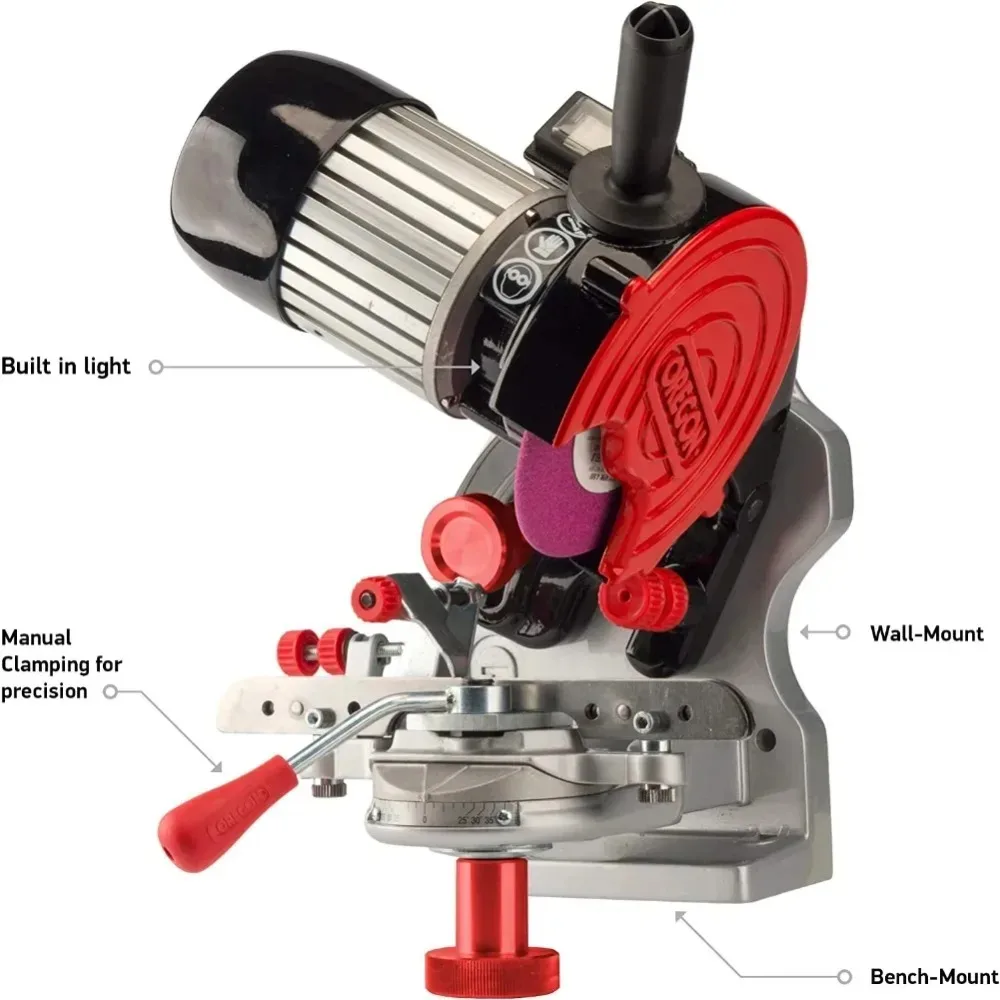 Professional Compact 120-Volt Bench Grinder Universal Saw Chain Sharpener for All Chainsaw Chains (410-120)