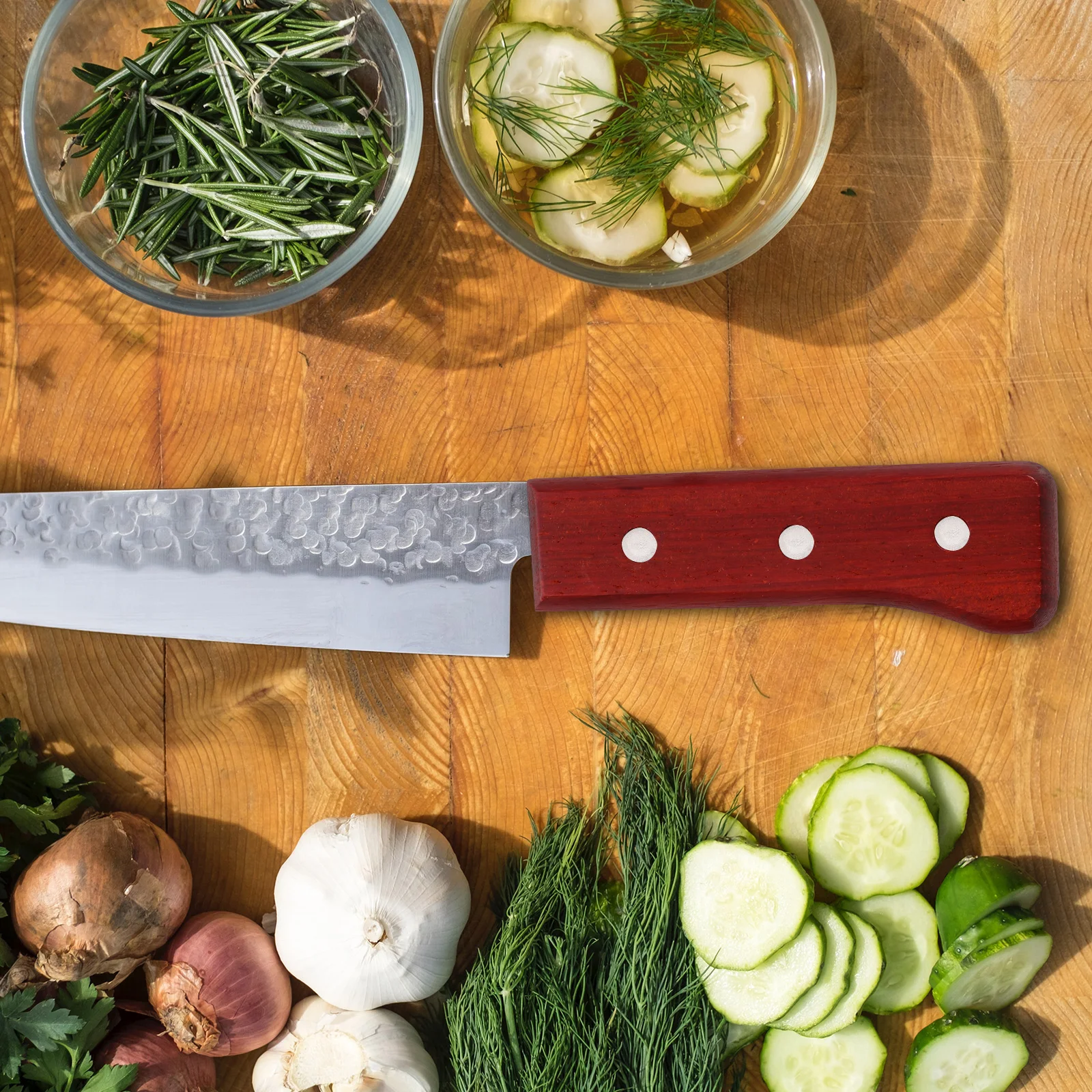 

1Set Red Sandalwood Kitchen Cutter Replacement Handle Ergonomic Grip Wood Handle for Chopping Cutter Practical