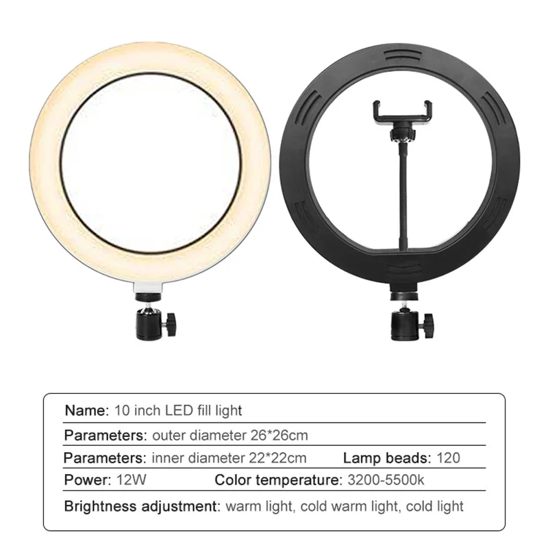 Anillo de luz Circular para fotografía, lámpara Led para grabación de Vlog en Youtube, cámara de vídeo, estudio de iluminación, soporte para teléfono