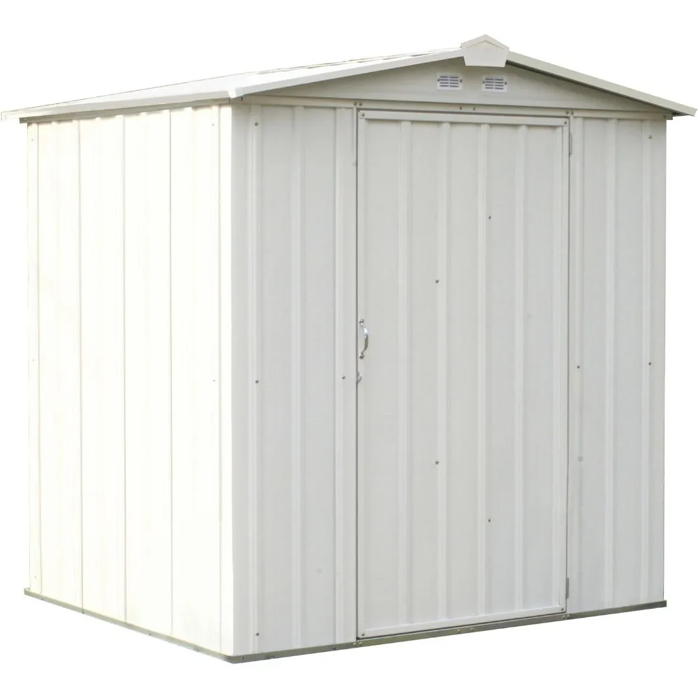 Galvanized Steel Low Mountain Wall Shed in Cream Color, Storage Shed with Pointed Roof and Revolving Door, 6 in X 5 in