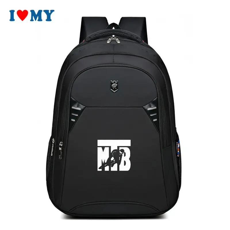 

Black MTB Cycling Graphic Print Backpack for Men & Women, Large Capacity School Bag, Sport Travel Daypack for Outdoor Use
