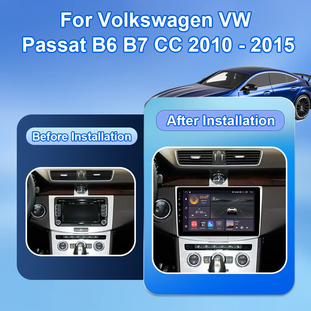 Car Radio Android 15 For Volkswagen VW Passat B6 B7 CC 2007 - 2015 Auto Multimedia Player Carplay RadioAuto 4G GPS 360 Camera
