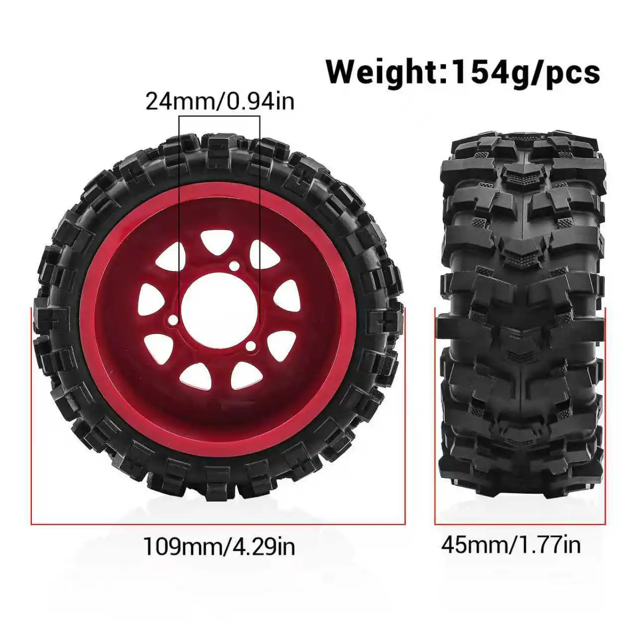 إطارات شاحنات قصيرة المدى بمقياس 1/10 مع محاور قابلة للتبديل - محولات سداسية 12 مم 14 مم 17 مم متضمنة، متوافقة مع ARRMA المرسلة