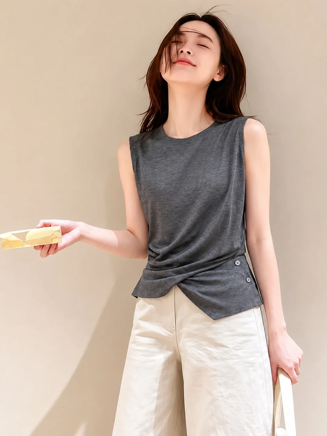 

Elegant Slimming Cross Waist Vest Comfortable Sleeveless Women's Top Casual Style Summer Fashion Trendy Small Shirt for Ladies
