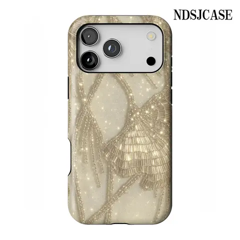 Golden Fringe  Phone Case for iPhone 17 16 15 14 13 12 11 X XS XR XSMAX 7 8 Air Pro Max Plus Luxury Double-layer Back Cover