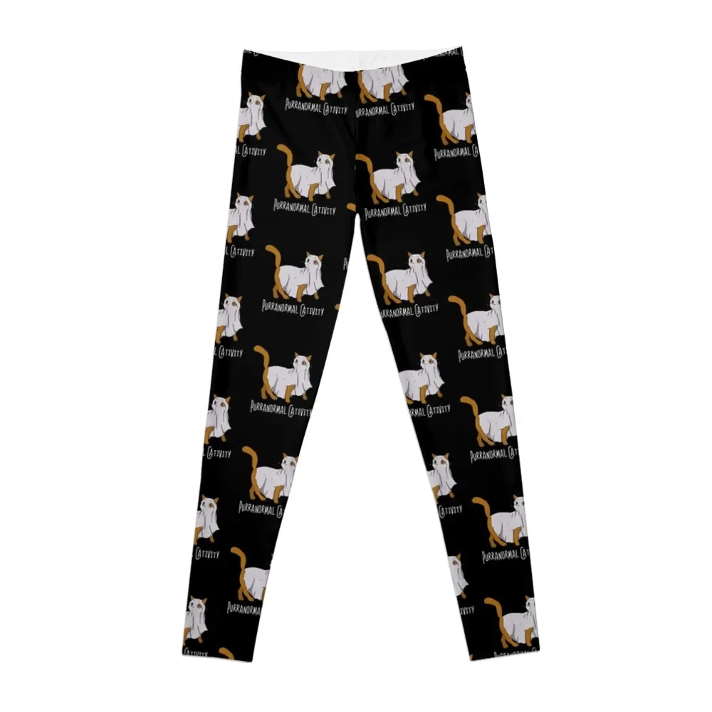 

Purranormal Cativity Funny Horror Movie Sheet Ghost Parody for Cat Lovers Leggings trousers for girls Womens Leggings