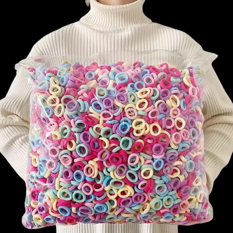 200/1000pcs Women Girls Colorful Nylon Elastic Hair Bands Ponytail Hold Small Hair Tie Rubber Bands Scrunchie Hair Accessories