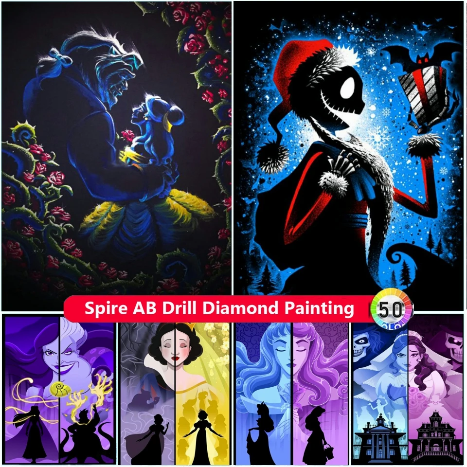 

Disney AB Diamond Paintings Kit Embroidery Cartoon Snow White Princess Art Cross Stitch Mosaic Rhinestone Home Decor Kids Gift