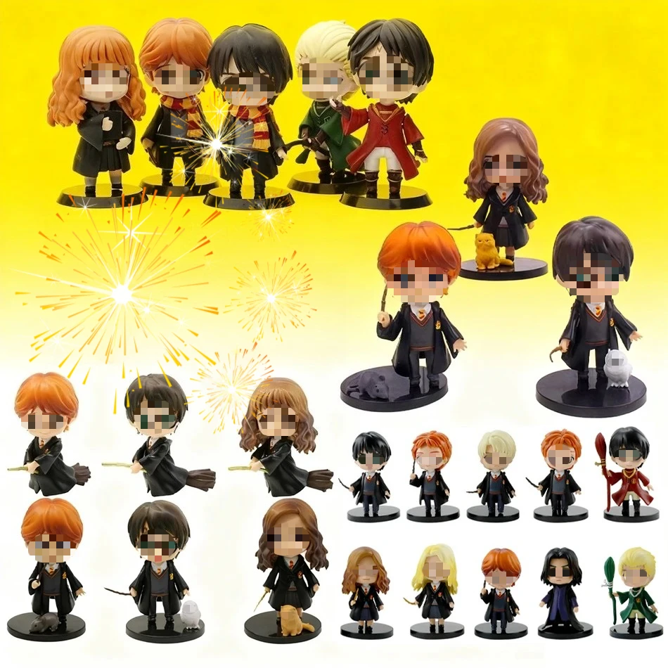 Set de Figuras de Vinilo PVC Estilo Harry Q de 7-9cm - 3 uds./10 uds. que incluyen Hermione, Ron y Hedwig, Muñecos Coleccionables para Decoración de Pasteles