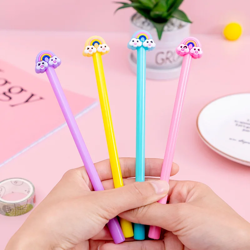 

50pcs Creative cartoon cloud rainbow student neutral pen black 0.5mm student neutral pen stationery wholesale manufacturer
