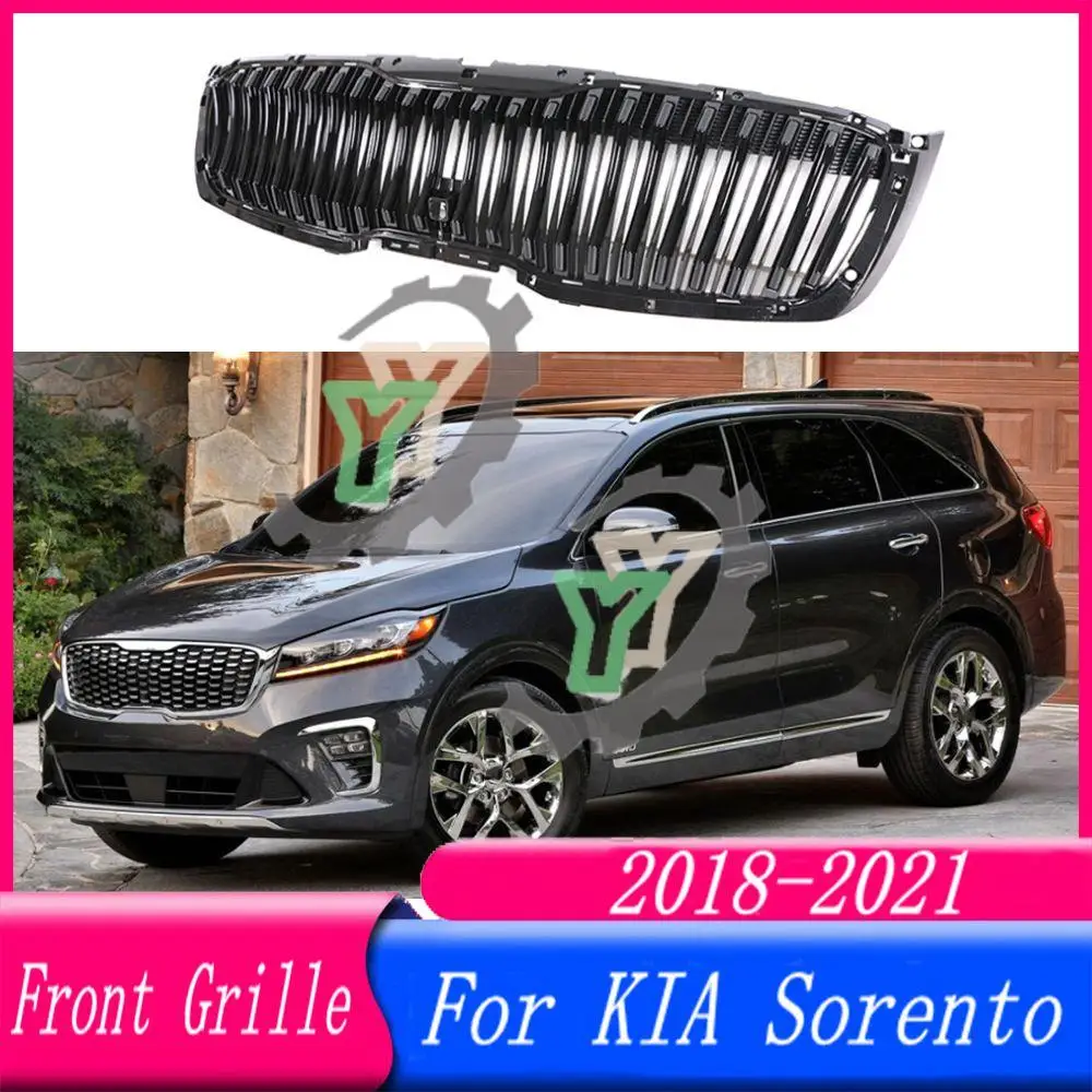 High Quality ABS Front Bumper Grille Centre Panel Styling Upper Racing Grill For KIA Sorento 2018 2019 2020 2021 Car Accessories