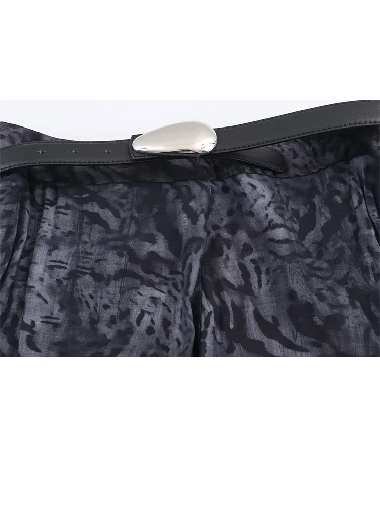 HH femme mode été plage fête ceinture décoration plis imprimé jupe longue femme nouveau décontracté coupe ajustée élégante jupe longue