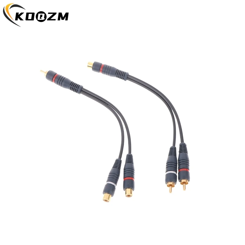 Distributor Converter Speaker Gold Cable Cord Line Cooper Wire 2 RCA Female To 1 RCA Male Splitter Cable Audio Splitter