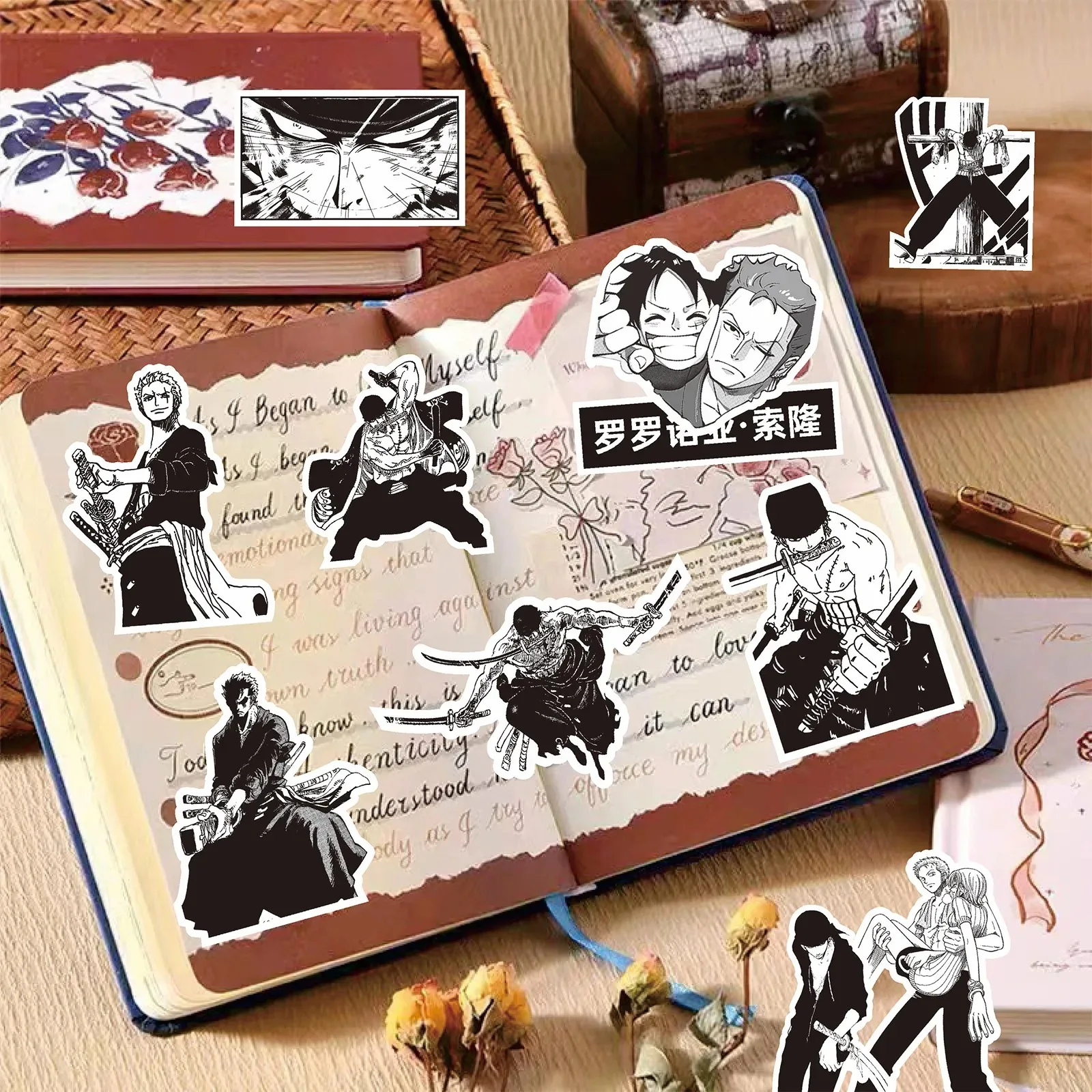 75PCS Cool One Piece Zoro Anime Stickers DIY Fridge Guitar Laptop Motorcycle Travel Waterproof Graffiti Kid Sticker Gift