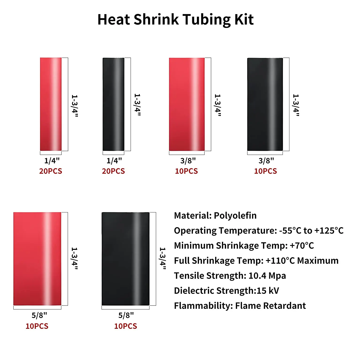 DT17 150 Pcs Copper Wire Terminal Connectors Ring Lug Kit AWG 2 4 6 8 10 12 with 70 Pcs Heat Shrink