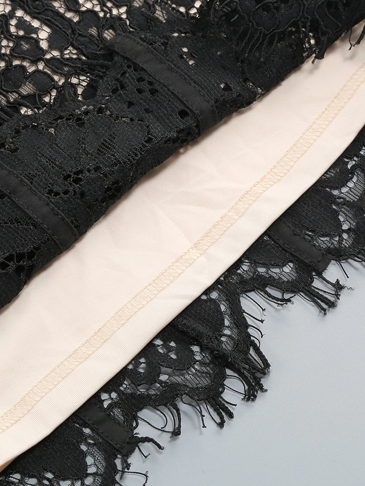 Sexy Spaghetti Strap V Neck Lace Long Dress Women Black Floral Lace Sleeveless Bodycon Dresses Elegant Evening Celebrity Party