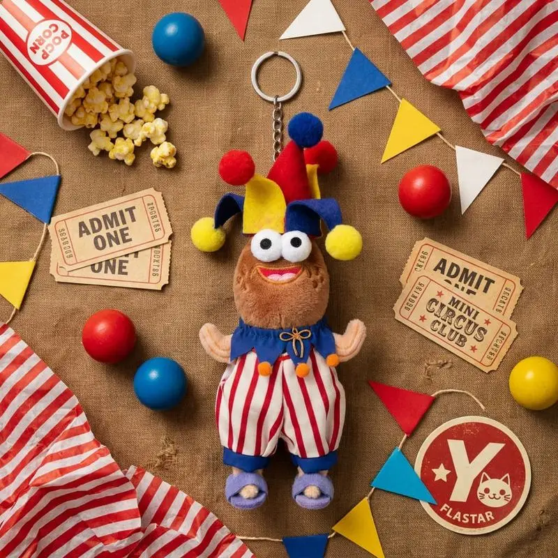 Flastaar Plush Keychain Clown Circus Shape Soft Stuffed Pendant Bag Charm Backpack Decoration Gift For Adults Anime Fans