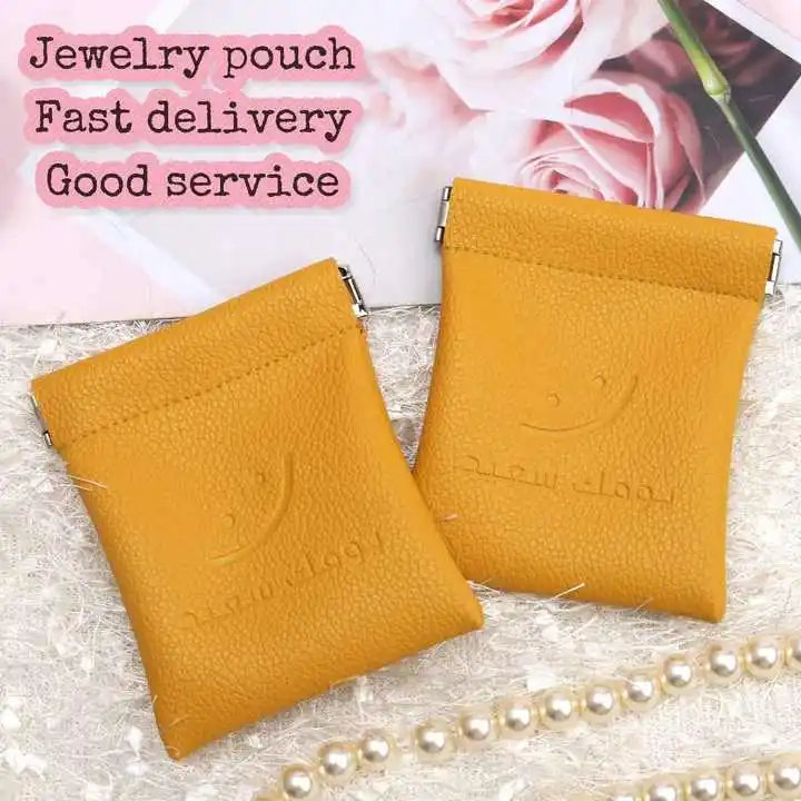 Custom Logo Emboss Pu Leather Pouch Free Sample With Close Magnet Jewelry Lipstick Earphone Storage Leather Bag