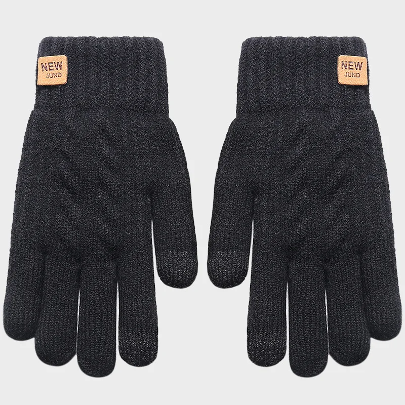 Fleece Lined Touch Screen Gloves Winter Warm Knitted Cable Design for Men Women Outdoor Riding Commute Use