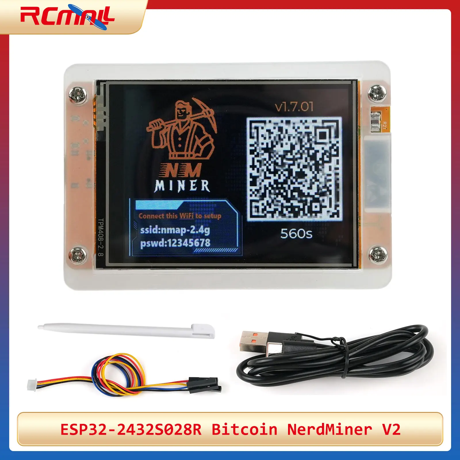 

ESP32-2432S028R Bitcoin NerdMiner V2 NMMiner Lucky Miner Hashrate 1030KH/s ESP32 2.8 inch Smart Display ESP32 WIFI BLE Module
