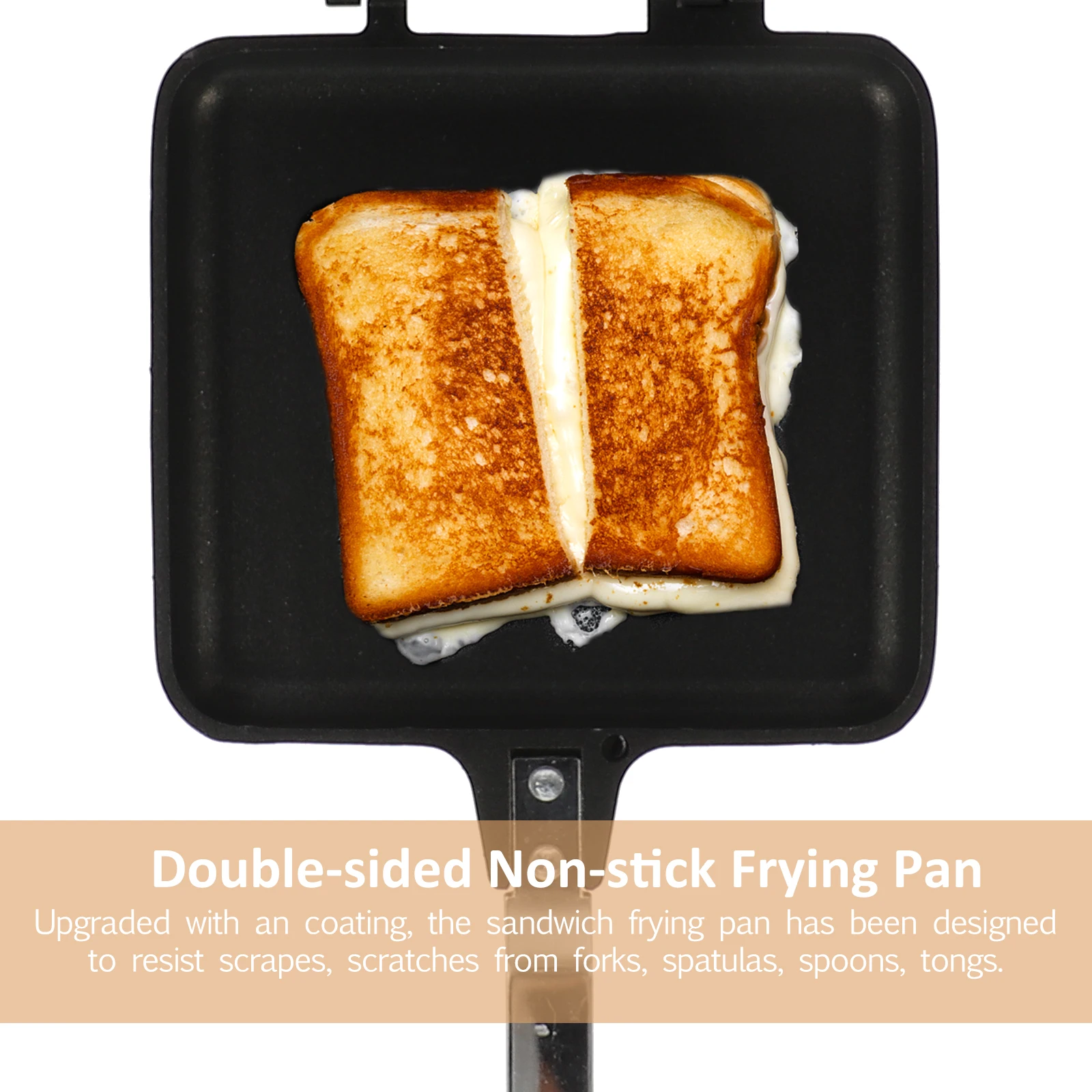 

1pc Non-Stick Frying Sandwich Mold Cooking Pan Anti-Scald Handle Easy Clean Flat Pan For Home Kitchen Cookware