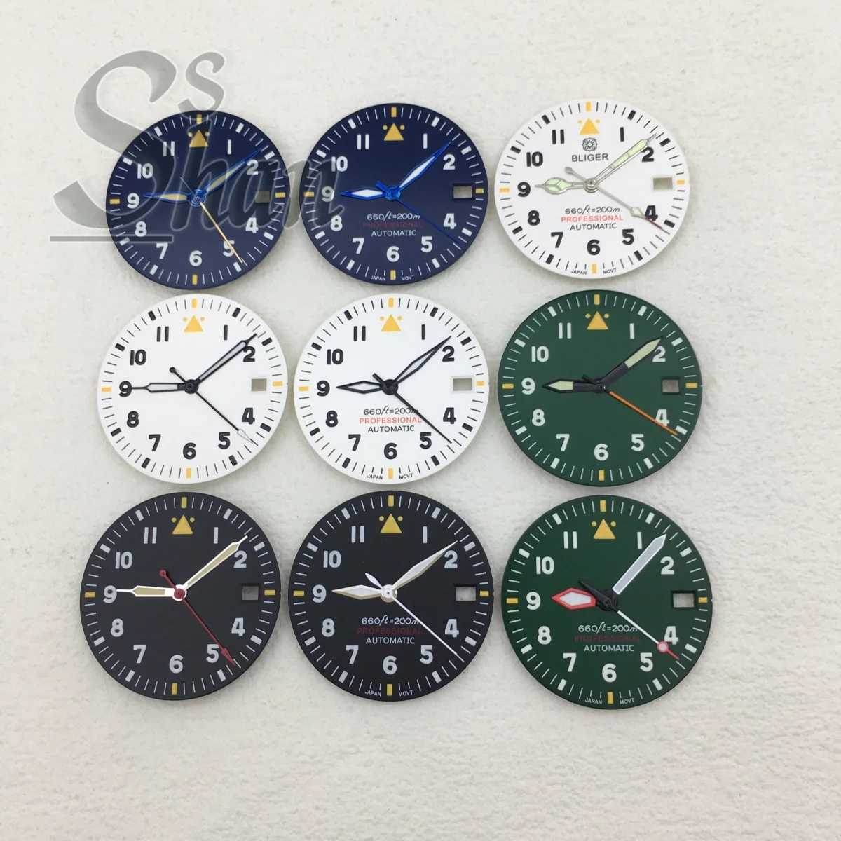 29mm 파일럿 블랙 화이트 블루 그린 다이얼과 핸즈 C3 야광은 NH35A 무브먼트의 부품을 교체하는 데 적합합니다.