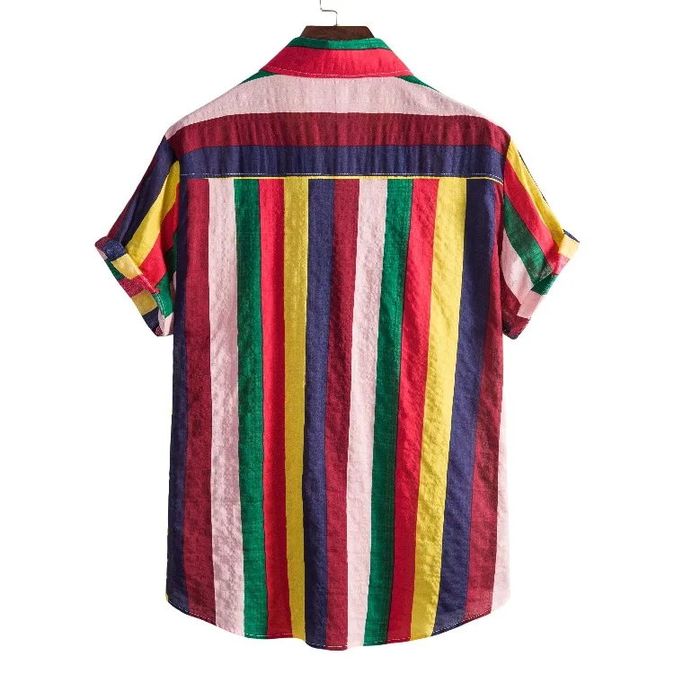 Men's Striped Shirt 3D Fashion Holiday Style Short Sleeve Oversized-Shirt Clothing Casual Beach Street Top Sweatshirt Party