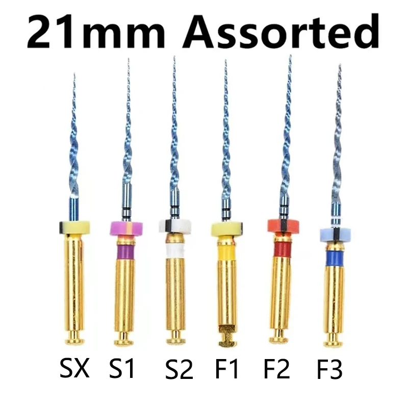 6 sztuk/pudło dentystyczne, aktywowane termicznie, niklowo-tytanowe giętkie pilniki do obróbki kanałowej, obrotowe, endodontyczne, narzędzia